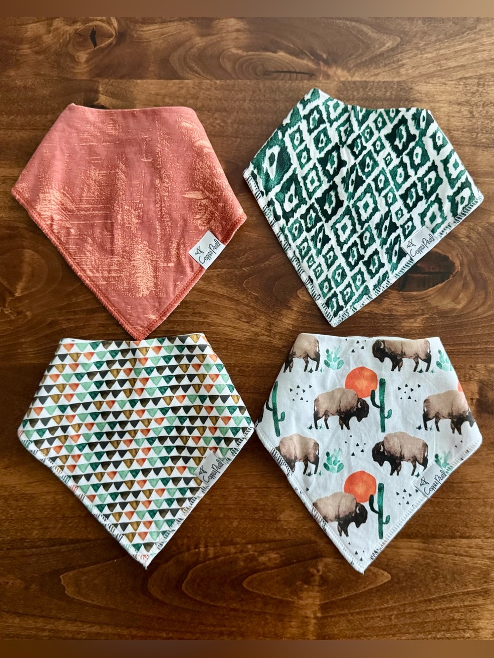 NWOT Copper Pearl Bison 4 Pack Cotton Bandana Bibs Western Cactus 4 Pack